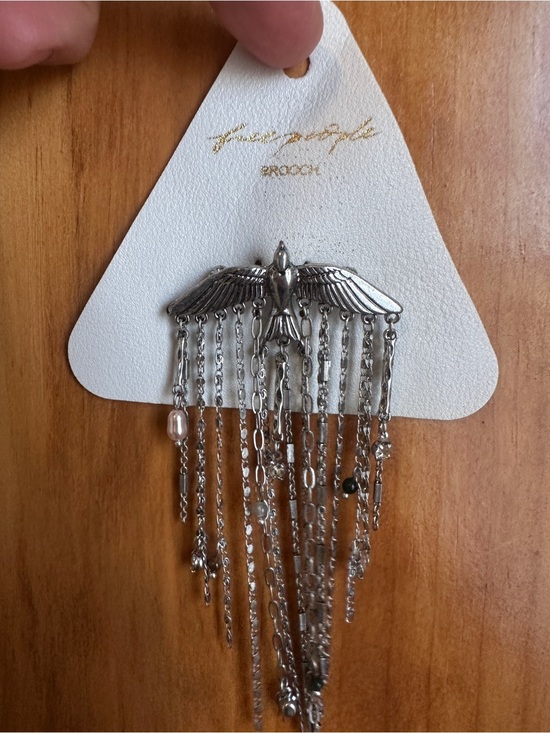 Free People Jewelry - Free People Silver Winged Bird Fringe Brooch- NWT